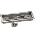 24" x 8" Drop-in Fire Pit Pan With Electric Ignition System kit, CSA Certified - Rectangular Stainless Steel