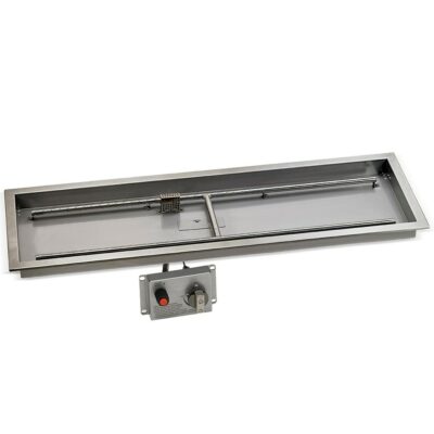 48" x 14" Stainless Steel Rectangular Drop-in Fire Pit Pan With Electric Ignition System kit, CSA Certified