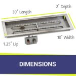 30" x 10" Stainless Steel Rectangular Drop-in Fire Pit Pan With Electric Ignition System kit, CSA Certified