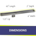 60" x 6" Stainless Steel Linear Drop-in Fire Pit Pan With Electric Ignition System kit, CSA Certified