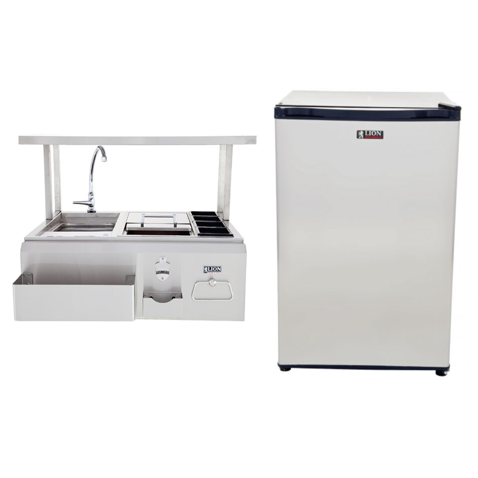 Lion BBQ Refrigerator and Bar Center with Top Shelf