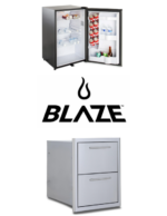Blaze Double Drawer and Stainless Front 4.5 Cubic Feet Fridge Package