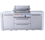 Mont Alpi 400 Deluxe Propane Gas Island Grill W/ Infrared Side Burner & Rotisserie Kit - Stainless Steel - MAi400-D