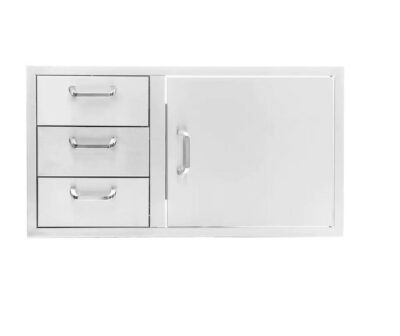 PCM – 42-Inch Stainless Steel Door, Double Drawer & Roll-Out Trash Bin Combo