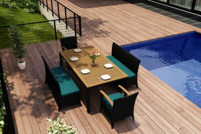 Harmonia Living – Arbor 5 Piece Bench Dining Set