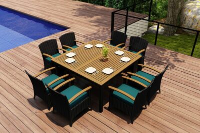Harmonia Living – Arbor 9 Piece Arm Square Dining Set
