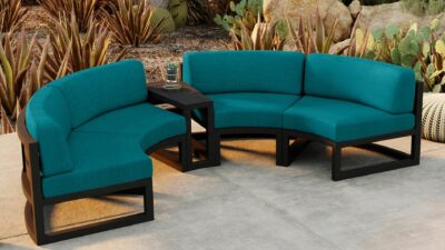 Harmonia Living – Avion 3 Piece Curve Sectional Set – Black