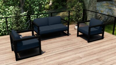 Harmonia Living – Avion 3 Piece Loveseat Set – Black