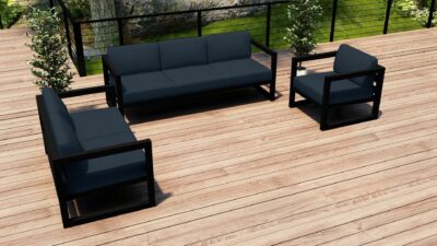 Harmonia Living – Avion 3 Piece Sofa Loveseat – Black