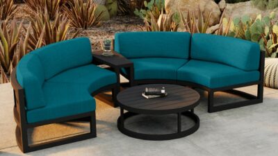 Harmonia Living – Avion 4 Piece Curve Sectional Set – Black
