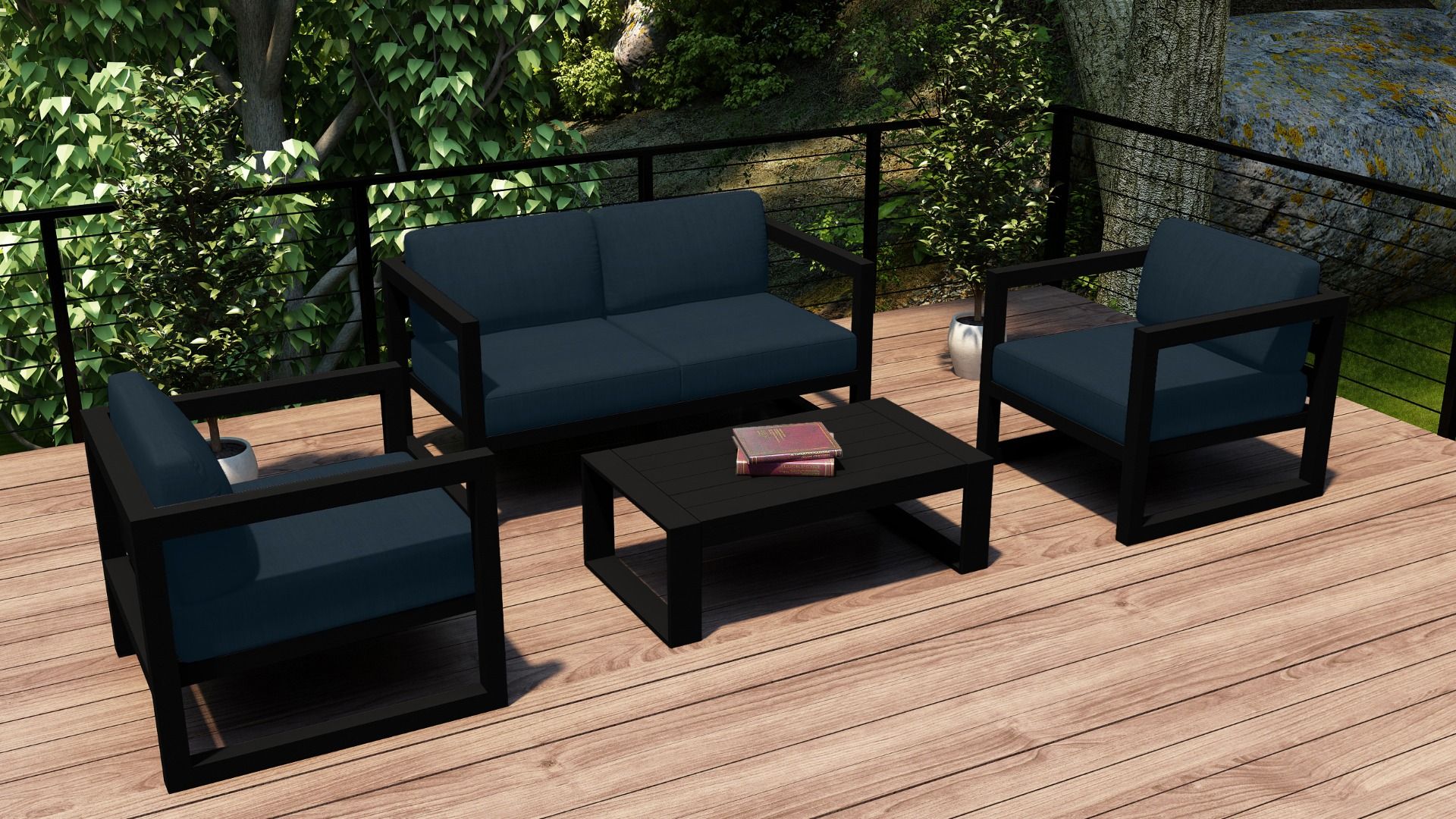 Harmonia Living – Avion 4 Piece Sofa Set – Black