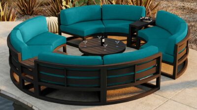 Harmonia Living – Avion 7 Piece Curve Sectional Set – Black