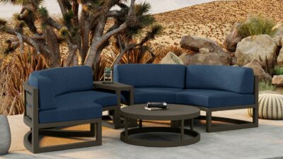 Harmonia Living – Avion 4 Piece Curve Sectional Set – Slate