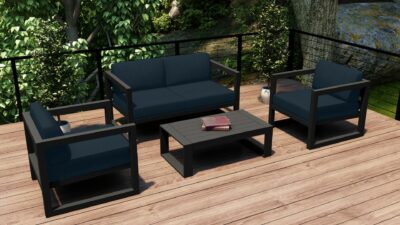 Harmonia Living – Avion 4 Piece Sofa Set – Slate