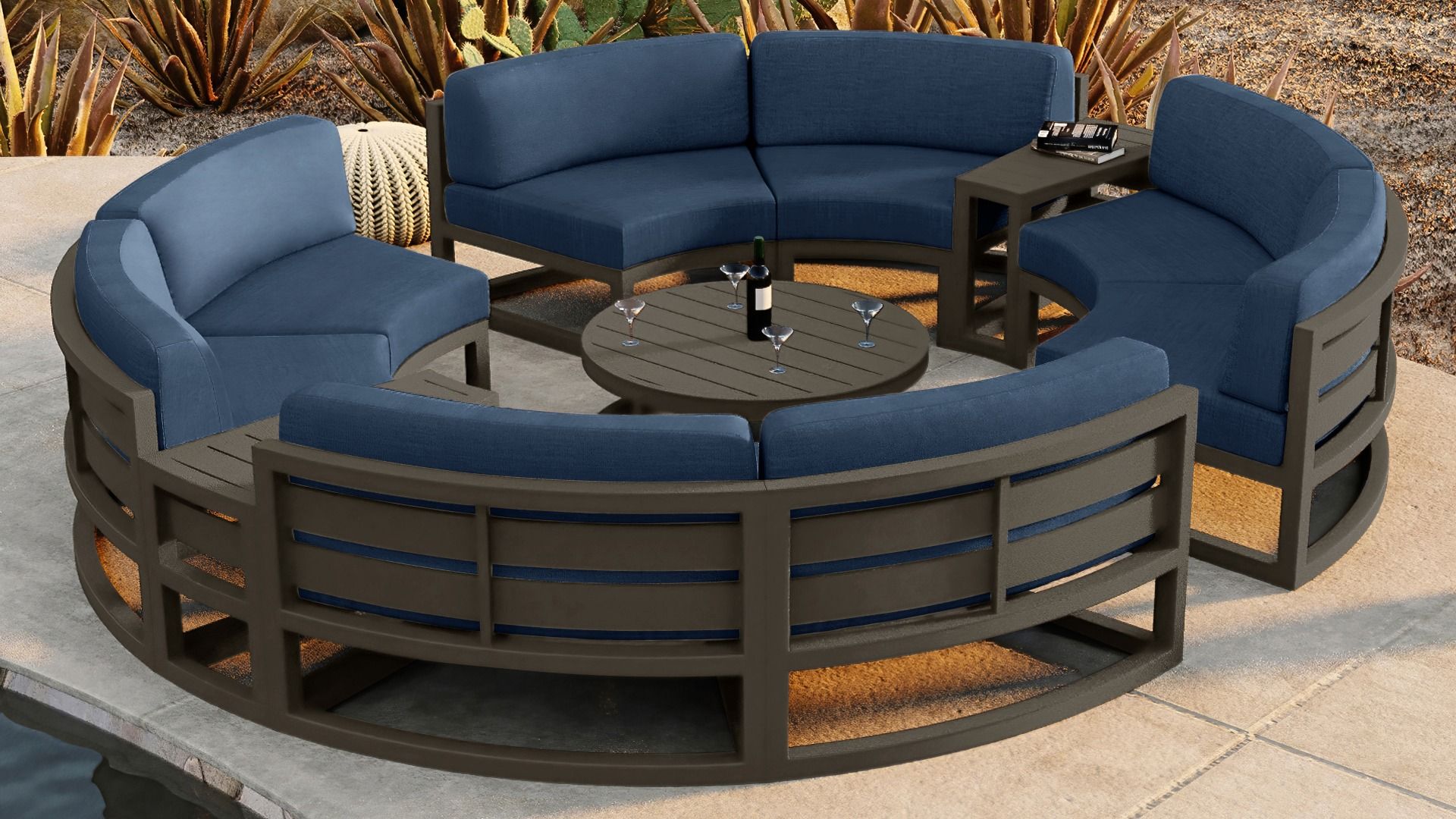 Harmonia Living – Avion 7 Piece Curve Sectional Set – Slate