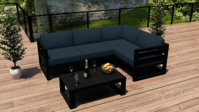 Harmonia Living – Avion 5 Piece Sectional Set – Black