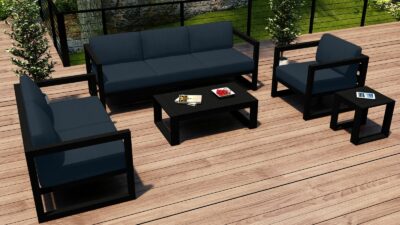 Harmonia Living – Avion 5 Piece Sofa Set – Black