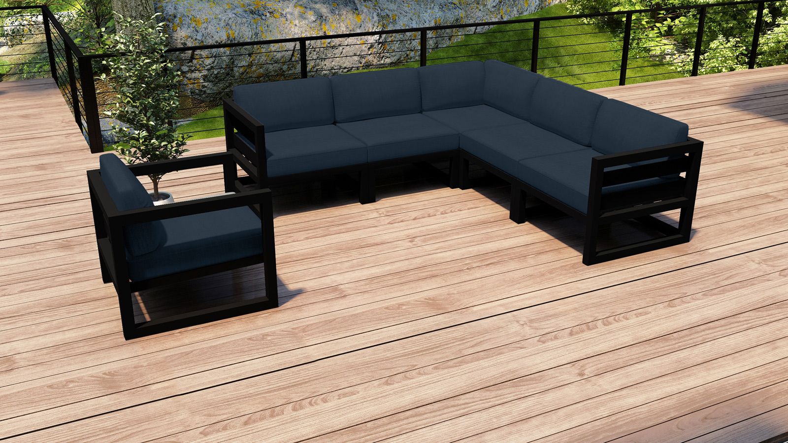 Harmonia Living – Avion 6 Piece Sectional Set – Black