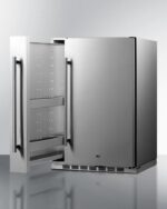 SUMMIT - 24" Wide Outdoor Built-In All-Refrigerator With Slide-Out Storage Compartment - Image 3