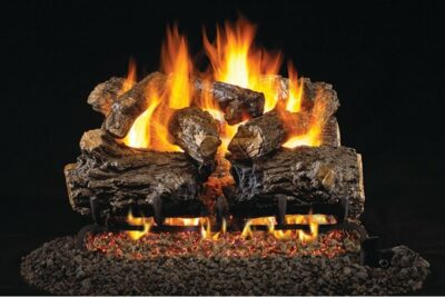 Real Fyre Burnt Rustic Oak Logs with G46 Series Burner