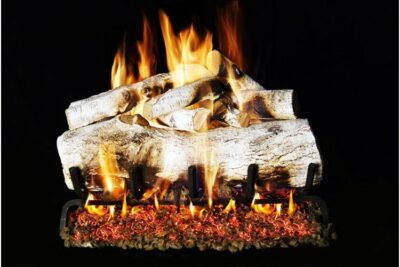 Real Fyre Mountain Birch Logs with G46 Series Burner