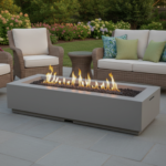 American Fyre Designs Louvre Long Rectangle Fire Pit Lifestyle