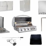 BLAZE BBQ Outdoor Package of 40” LTE Built-in Gas Grill, Gas Dop-In Single Side Burner, 32” Door & Two Drawers Combo, 18” Roll Out Propane Tank/Trash Storage Drawer, 24” Refrigerator and Accessories