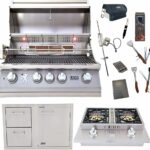 Lion Premium Grills 32-Inch Natural Gas Grill L75000 and Double Side Burner with Lion Door and Drawer Combination Unit with 5 in 1 BBQ Tool Set Best of Backyard Gourmet Package Deal (B07Y5RY59R)