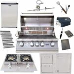 Lion 32-Inch Propane Grill L75000 with 4 Ceramic Tubes w/ Flame Tray and Door and Drawer Combo and Double Side Burner and Refrigerator and 5 in 1 BBQ Tool Set Best of Backyard Gourmet Package Deal
