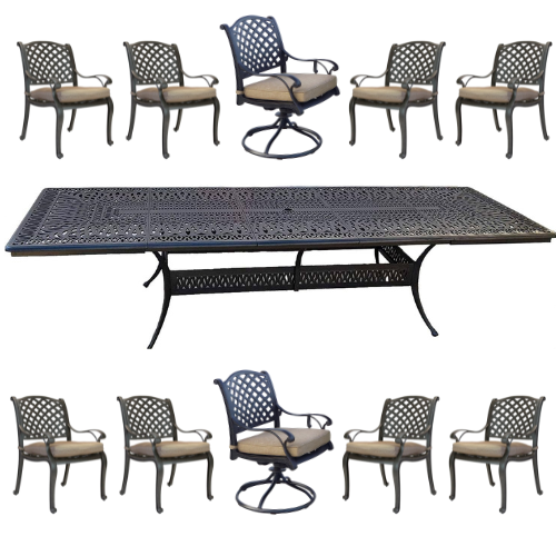 Nassau 11-Piece Outdoor Dining Set – Aluminum Frame & Sunbrella Cushions
