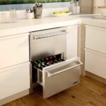 Lynx 24-Inch 5.0 Cu. Ft. Outdoor Rated Double Drawer Refrigerator - LN24DWR installed open