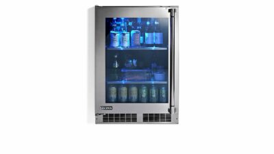 Lynx 24-Inch 5.3 Cu. Ft. Left Hinge Outdoor Rated Compact Glass Door Refrigerator - LN24REFGL
