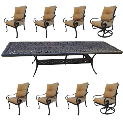 Santa Anita 9-Piece Outdoor Dining Set - Aluminum Frame & Sunbrella Cushions