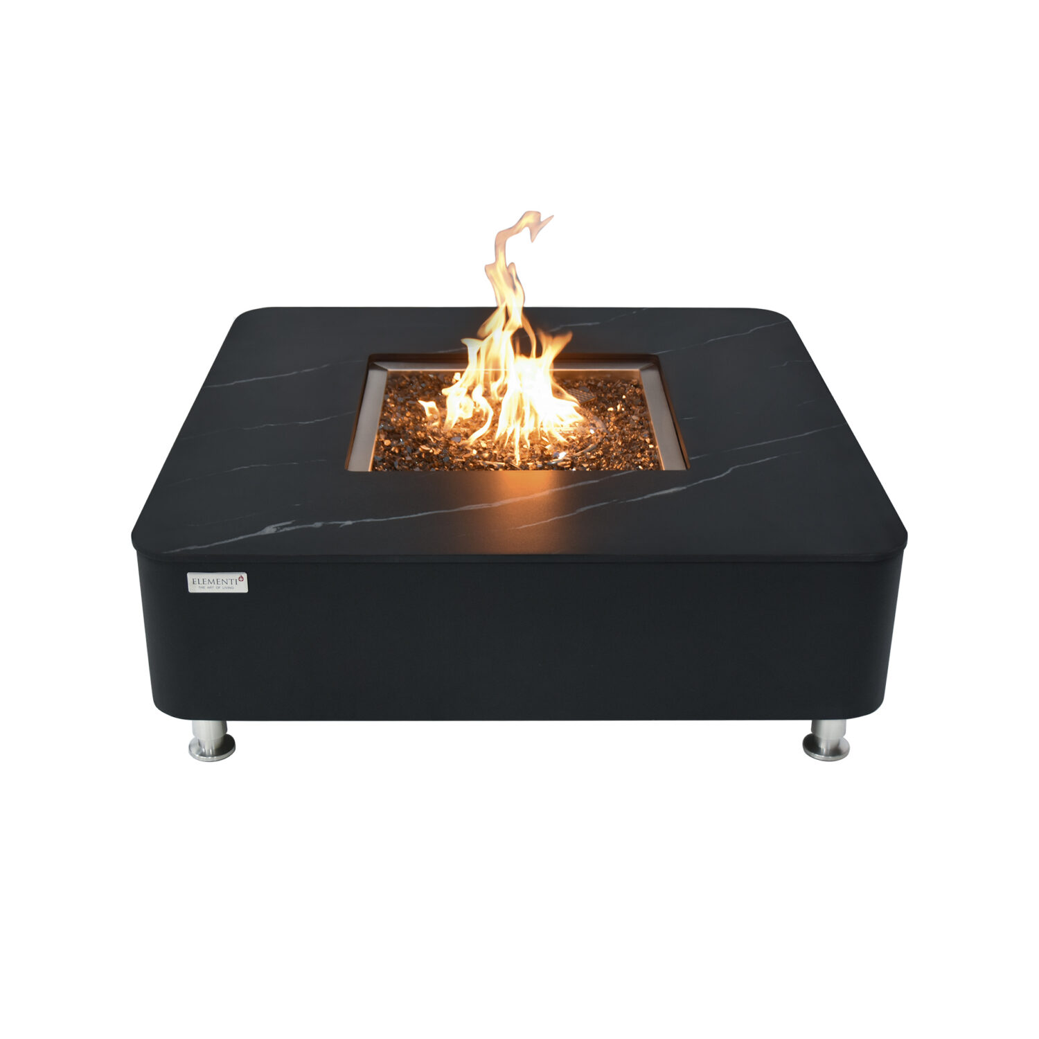 ELEMENTI PLUS ANNECY 42-Inch Square Marble Porcelain Fire Table – OFP101BB