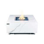 ELEMENTI PLUS BIANCO 39.5-Inch Marble Porcelain Fire Table - OFP103BW 01