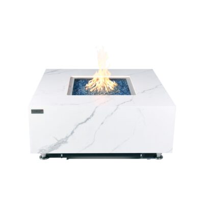 ELEMENTI PLUS BIANCO 39.5-Inch Marble Porcelain Fire Table - OFP103BW 01