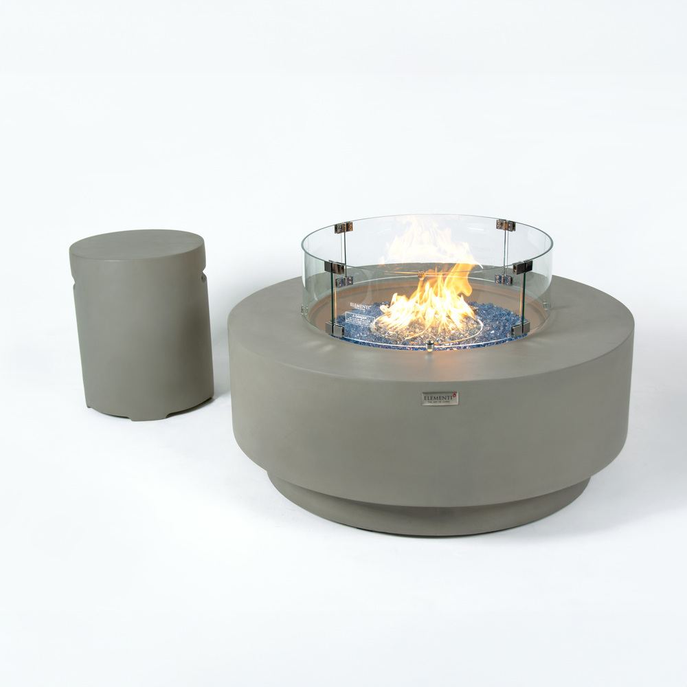 ELEMENTI PLUS COLOSSEO 41-inch Round Propane Gas Concrete Fire Table – OFG414LG-LP