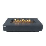 ELEMENTI PLUS POSITANO 60-Inch Rectangular Concrete Natural Gas Fire Pit Table (Black)