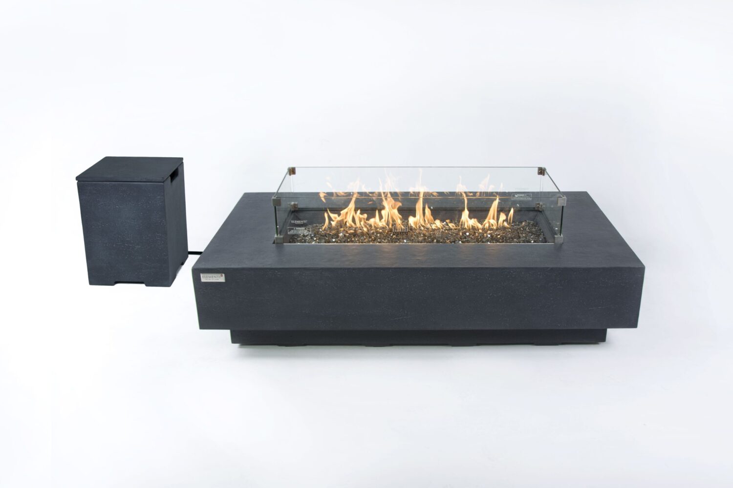 ELEMENTI PLUS POSITANO 60-Inch Rectangular Concrete Propane Fire Pit Table (Black) – OFG415DG-LP