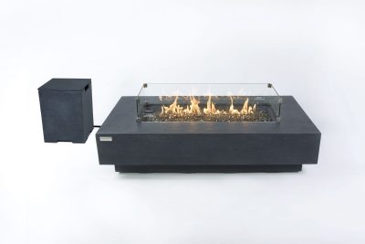 ELEMENTI PLUS POSITANO 60-Inch Rectangular Concrete Propane Fire Pit Table (Black) – OFG415DG-LP