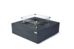 a black square Firepit with glass top
