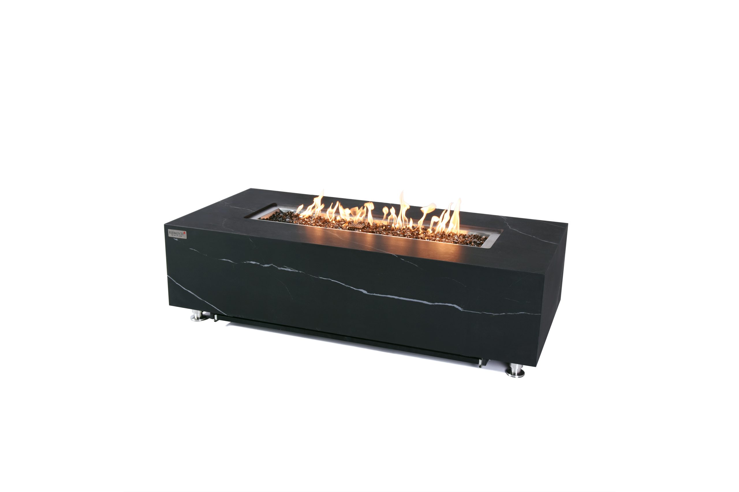 ELEMENTI PLUS VARNA 60-Inch Marble Porcelain Fire Table OFP121BB