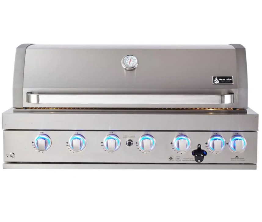 Mont Alpi 805 Built-In Stainless Steel Gas Grill – Deluxe Outdoor Grill Head with Rotisserie and Infrared Burner