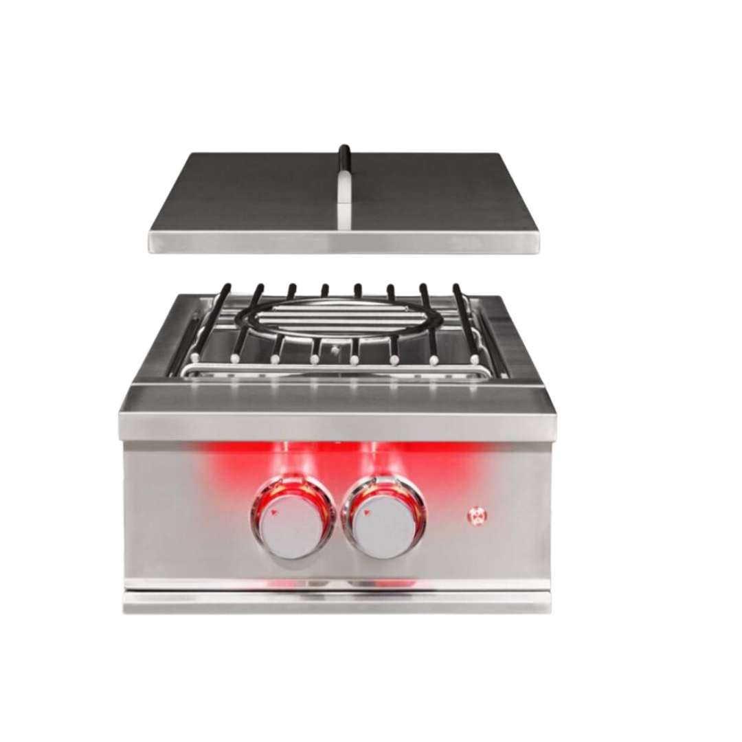 TrueFlame Built-In Power Burner with 60,000 BTUs, Removable Wok Grate, and LED Knob Lighting for High-Heat Outdoor Cooking