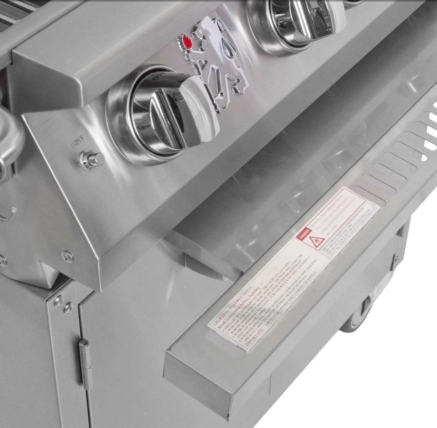 Close-up of Lion Premium Grill L75000 control panel showcasing durable stainless steel construction and precision build quality
