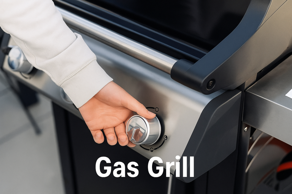 Powering down grill safely before stainless steel grill cleaning
