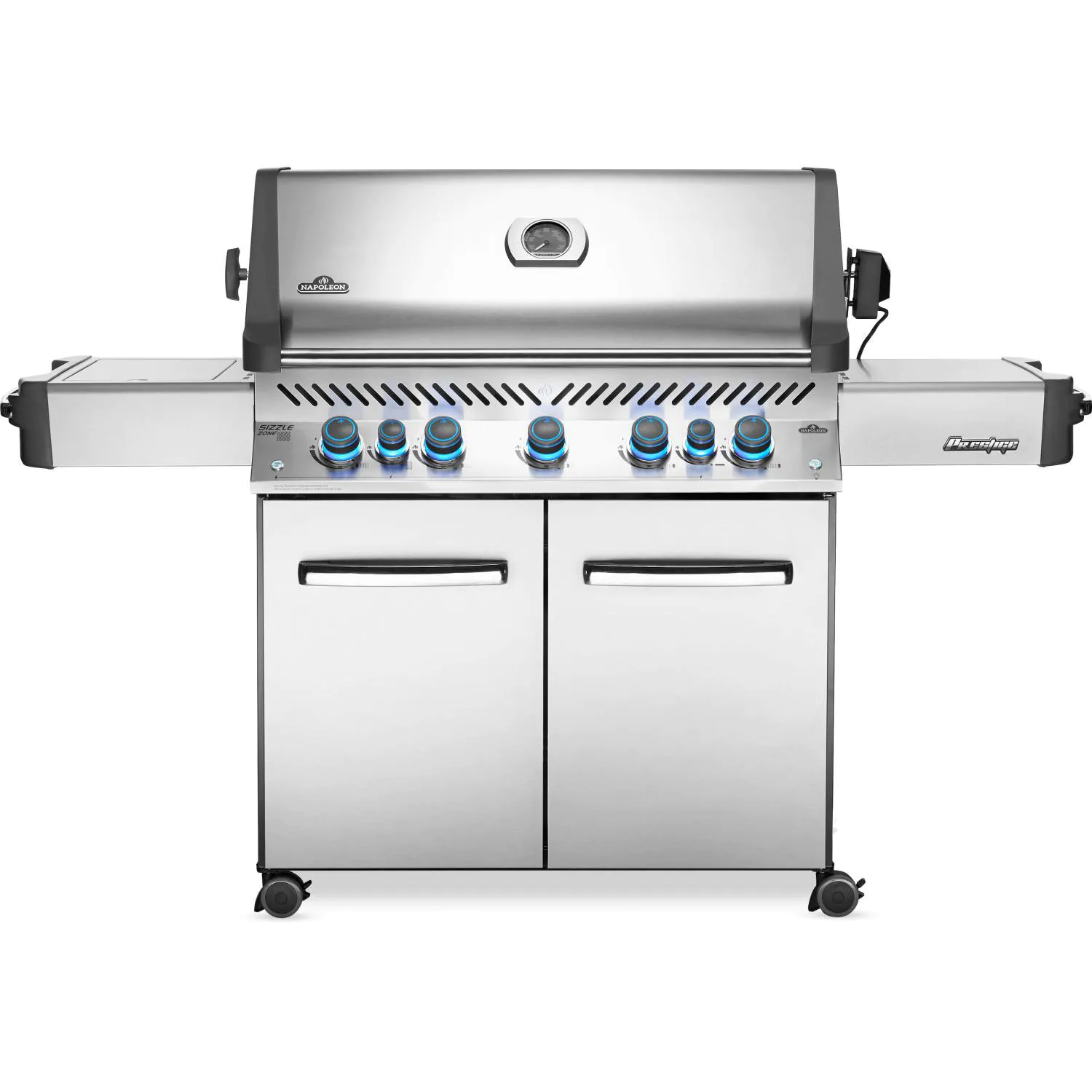 Napoleon Prestige 665 RSIB grill with five burners and stainless steel cart base