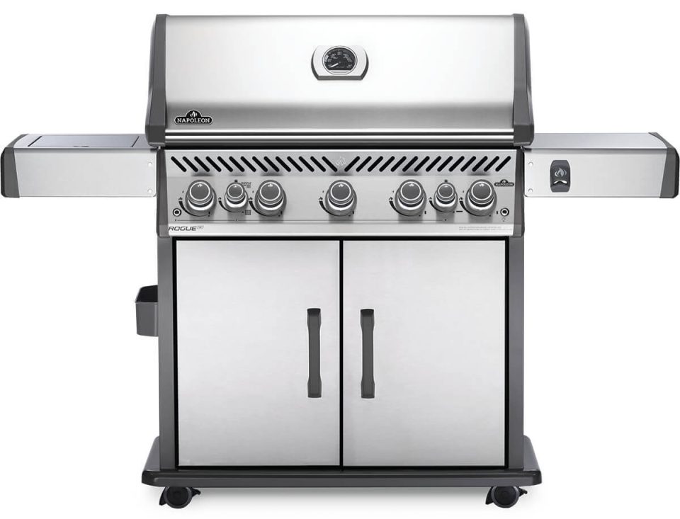 A fully loaded propane Napoleon grill with rotisserie and SIZZLE ZONE™ for complete backyard versatility.