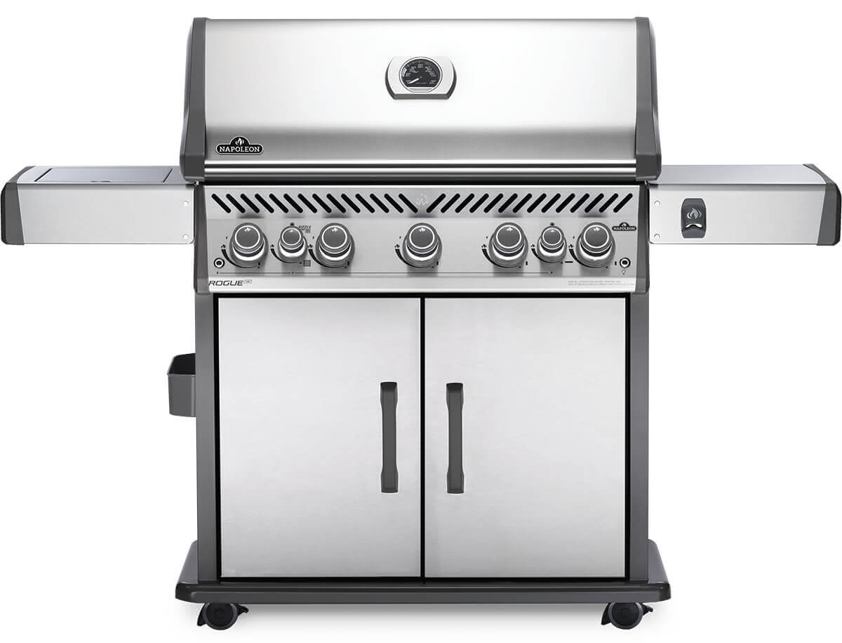 A fully loaded propane Napoleon grill with rotisserie and SIZZLE ZONE™ for complete backyard versatility.