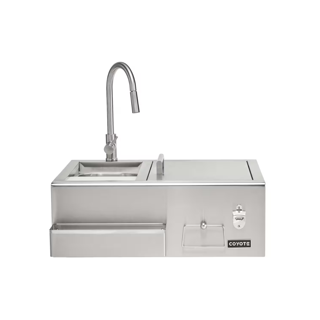 Coyote 30-Inch Refreshment Center with Integrated Sink and Bottle Opener